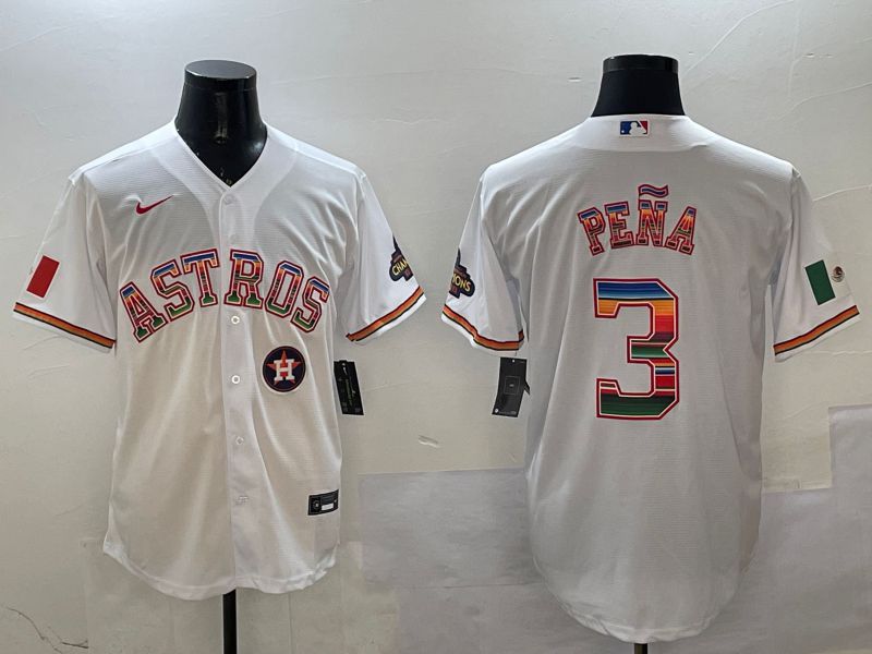 Men Houston Astros #3 Pena White Mexico 2025 Nike MLB Jersey style 7